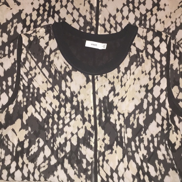 Vince Basketweave-Print Popover Silk Dress - Picture 7 of 8